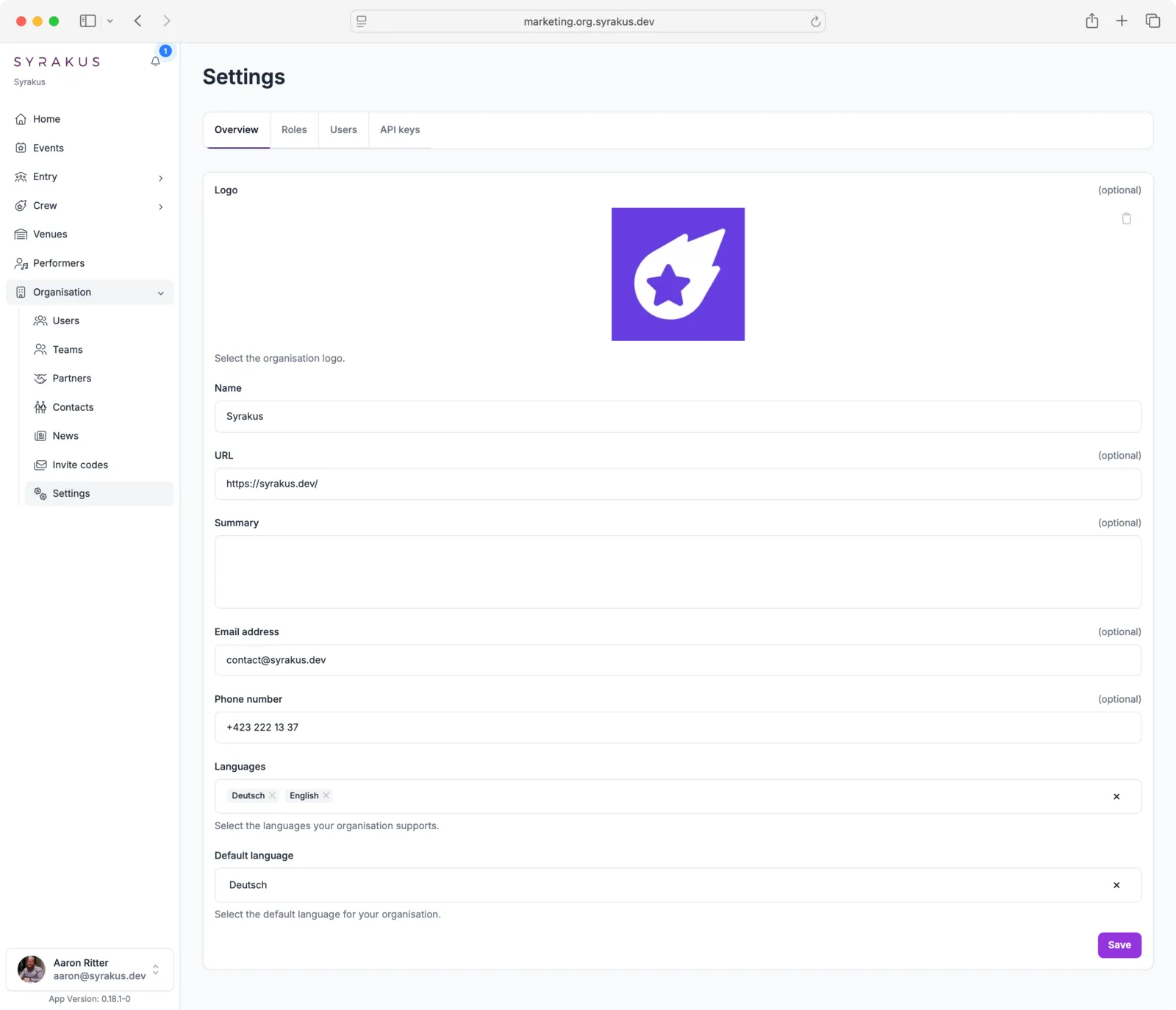 Organisation Overview